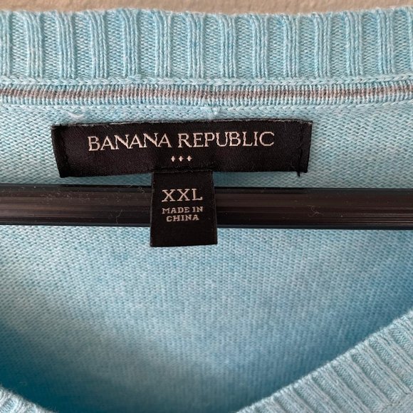 Banana Republic | Light Sky Blue Cotton Knit V-Neck Pullover Sweater XXL - Picture 2 of 5